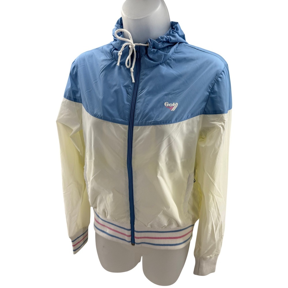 Gola Bonnetti‎ Windbreaker Jacket Blue White Colorblock Womens 10 New